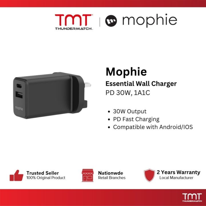 Mophie Travel Wall Charger PD Fast Charging 20W / 30W 2 Years
