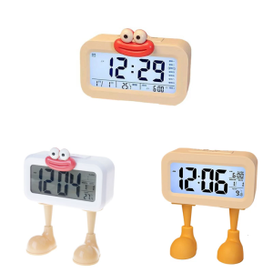 Fun Sausage Lip Cartoon Digital LCD Alarm Clock with Temperature Display for Bedrooms Bedside Desks and Offices Decors