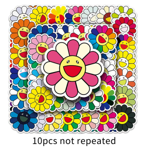 50pcs Sunflower Tide Brand Logo Waterproof Decorative Stickers For Luggage Car Motorcycle PVC Sticker