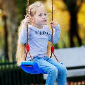 Ayunan Tali Hanging Seat Toys Height Adjustable Ropes Indoor Outdoor-Blue