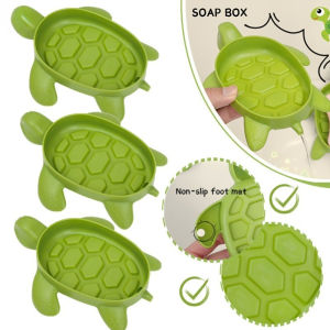 Cute Green Turtle-shaped Drainage Soap Box Creative Cartoon Shower Soap Holder Portable Household Bathroom Accessories
