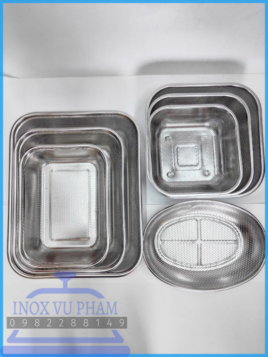 Rổ Inox dày xịn 3 kiểu (Hình Chữ Nhật / Hình Vuông / Hình Oval) Đủ Kích ...