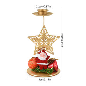 Candle Holder Metal Gold Christmas Table Decor Santa Elk Tree Snowflake Star Home Centerpiece