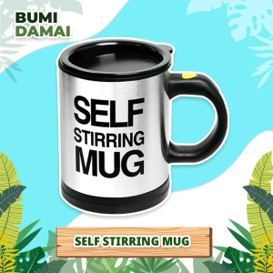 Bumi Damai SELF STIRRING MUG Gelas Mixer Pengaduk Air Jus Kopi Susu Bubuk Minuman Otomatis Praktis Food Grade Anti Karat Murah Bagus
