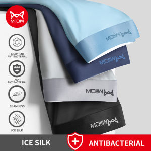 MiiOW 4Pcs Lot Men Boxer Shorts Graphene Antibacterial Ice Silk Underwear Man Boxershorts Seamless Breathable Male Panties L-5XL M1511
