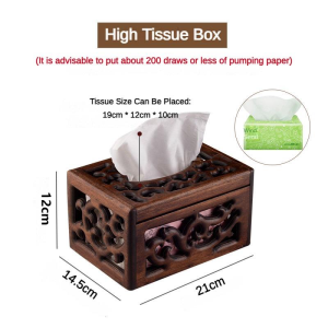 Hand-carved Solid Wood Tissue Box Cover Car Tissue Box Home Hotel Desktop Storage Tissue Box