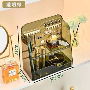 Light luxury household mirror cabinet storage box wall mounted countertop dual-purpose cosmetics jewelry earrings sorting storage and storage rack