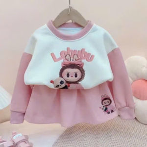 Sét đồ cho bé gái áo+chân váy hoạ tiết labubu hot hit set váy bé gái chất nỉ da cá xịn