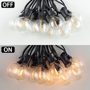 25FT/33FT/49FT String Light G40 Glass Bulb Patio Outdoor Waterproof Fairy Lights Terrace Garden Pub Christmas Party Decoration
