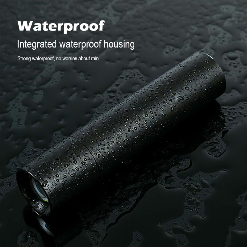 Mini lampe torche de randonnée/pêche d'extérieur avec zoom, rechargeable par USB et étanche, à LED pour une utilisation nocturne._voghion.com