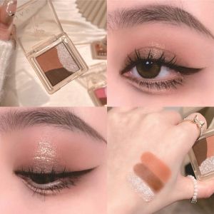 3 Colors Eyeshadow Palette Giltter Shimmer High Pigment Orange Brown Matte Waterproof Long Lasting Eye Shadow Eye Makeup