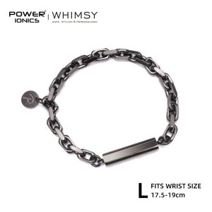 POWER IONICS Vintage Gray Heavy Cuban Link Bracelet Men Women Boys Fashion Punk Bangles Jewelry Free Engrave