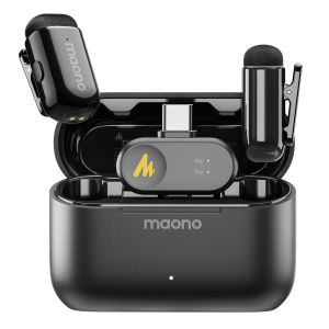 MAONO T1 Mini Wireless Lapel Microphone Lav Mic for Phone-Noise Cancelling Auto Clipping Microphone for Video Recording Vlog