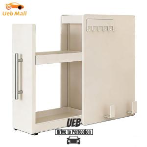 [UEB Mall] Countertop Sliding Drawers Storage Unit with Handle & Hooks Slide Out Spice Racks Organizer for Bathroom Dishwasher