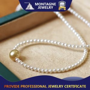 Montagne Jewelry South Sea Pearl Jewelry Elegant Golden+White Design Fine Jewellery Natural Flawless Grade A Pearl Necklace Pearl Choker mother day gift