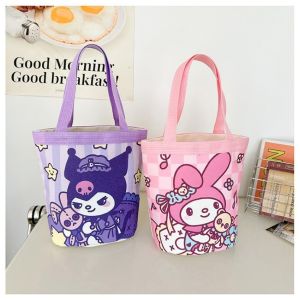 Kawaii Sanrio Hello Kitty Water Bottle Bag Cute Anime Figure Kuromi Pochacco Canvas Mug Bags Girls Gift Kids Toys