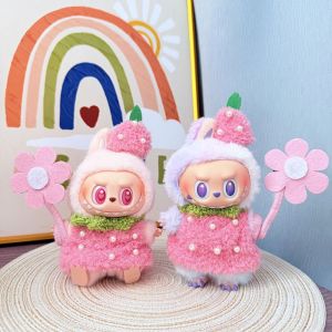 TEA7146 ชมพูพีช ผ้าสำหรับตุ๊กตา ผลไม้สตรอเบอร์รี่ รองเท้าหนัง ชุดตุ๊กตาผ้าขนฟู Crybaby ชุดสูท ทำเอง ผ้าคลุมเวลา ที่นั่ง ของตกแต่งตุ๊กตาผ้าฝ้าย