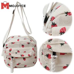 MOJOYCE Womens Crossbody Shoulder Bag with Strawberry Design Stylish Corduroy Bag for Work and Travel