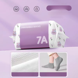🧦【Bulk 10-Pairs】Disposable Socks for Travel Breathable Cotton Blend Non-Slip Sole Design One-Time Use Perfect for Hotels/Gym/Shoes Trial Men & Women Sizes