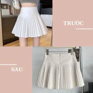 CHÂN VÁY DẬP LY BẢN TO TENIS LƯNG THUN CHẠY NHÚNG PHÍA SAU TRƠN ĐEN TRẮNG