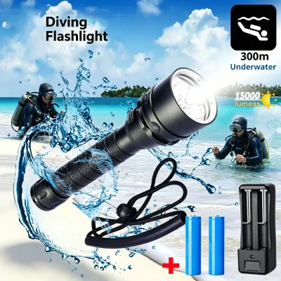 Diving Flashlight 6000LM XHP70.2 Underwater Diving Flashlight Underwater Professional Diving Torch Waterproof300M Outdoor Dive LED Lamp Scuba With 26650 Battery