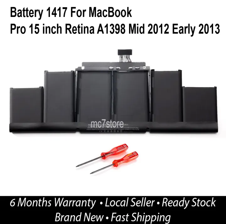 ORIGINAL Battery A1417 For Mac Macboo* A1398 15inch Mid 2012-Early 2013 Free Screwdriver