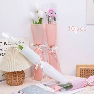 20/40PCS Fresh Flower Packaging Single Bag Waterproof Rose Bouquet Packaging Paper Flower Arrangement