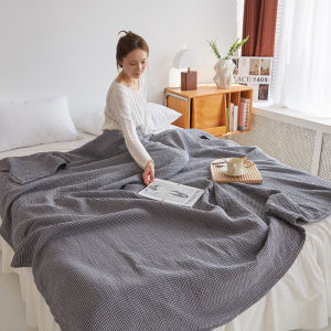 3-layer Gauze Pure Cotton Blankets Soft Plaid Thin Summer Nap Air-conditioning Blanket Queen Size King Bedspread