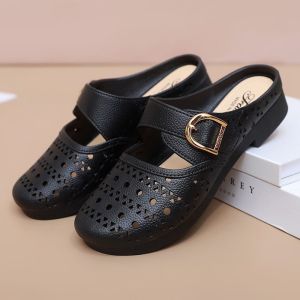 [Free Shipping] 2026 Summer New Hollow-Out Closed-Toe Mules For Women Flat Breathable Soft-Soled Fashionable Versatile Clogs