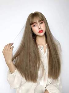 [ tặng kèm lưới và lược ] tóc giả nữ nguyên đầu thẳng dài tóc giả bộ cả đầu mái thưa tóc giả hàn quốc