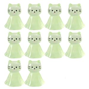 Pack of 10 Creative Glows in Dark Cartoon Cats with Cape Miniature Figurines Garden Landscape Ornaments for Home Decors