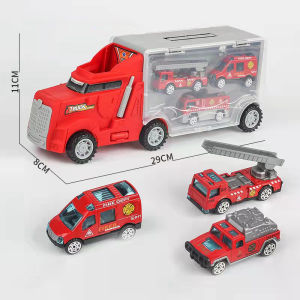 【Local delivery】big fire truck for kids car toys boys army container truck dump tow truck Military Truck Carry Case & 6pcs Mini Engineering Vehicle Model Car container Truck Military Kids Car Toys
