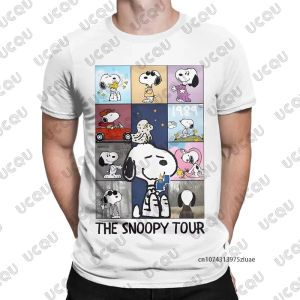 2025 New Miniso New Cartoon Snoopy and Woodstock Printed T-Shirt for Men Summer Short Sleeve O-Neck Casual Sports Oversized Polka Dot OEM