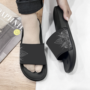 Mjc Indonesia Sandal Selop Explore Sandal Slip On Motif SD-Batik Flower Black White 36-44
