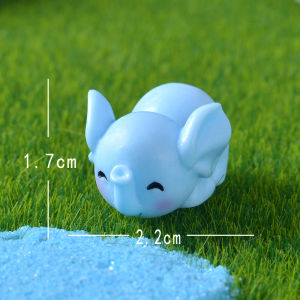 Ginca Cartoon Cute Blue Elephant Micro Landscape Desktop Decorative Ornaments Mini Elephant DIY Gadgets Home Figurines Statue