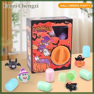 Fanzi Halloween Mini Capsule Toy Machine With 6 Eggs Cute Cartoon Mini Round Capsule Gift For Kindergarten Xmas