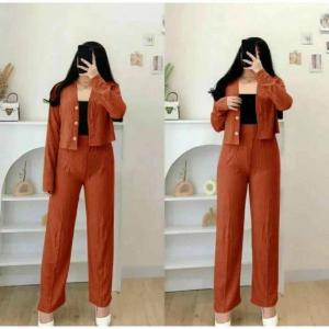 Baju One Set Wanita Casey / One Set Casey Rib Knit And Pants