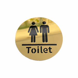 LTK376111 Round Square 3D Toilet Signboard Acrylic Mirror Surface Bathroom Sign Creative DIY Decoration WC Instruction Sign Office