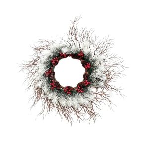 FENGIA Snow Flocked Christmas Wreath Red Berries Pinecones Xmas Ornament Dead Branches Pine s Christmas Decorations Winter