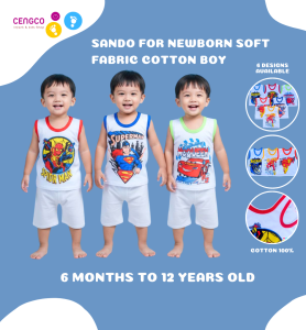 3 Pcs Muscle Sando Tops For Baby Boys Printed Colored Lining Character Kids Toddler Newborn to 13 Years Old