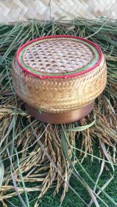 กระติบข้าว กระติบข้าวเหนียว ลายดอกพิกุล ขนาดใหญ่ กว้าง 6 นิ้ว