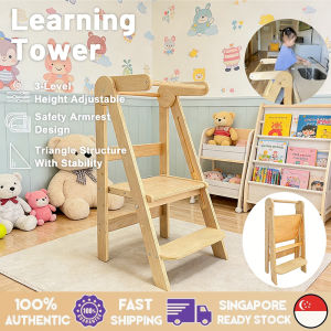 [😀SG Ready Stock]Learning Tower Foldable Montessori Kids Kitchen Aid Step Stool Environmentally friendly varnish