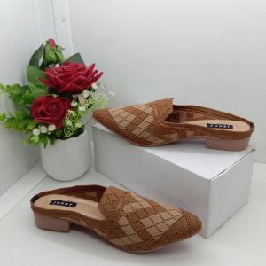 Sandal Sepatu Mules Rajut Import Wanita New Motif JTB-10