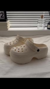 [Free Shipping] Trendy Basic Simple Perforated Shoes For Women Spring/Summer Height-Increasing Closed-Toe Slippers Lightweight Non-Slip High-Heeled Sandals