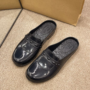 [Free Shipping] Womens indoor slippers with round toe non-slip and waterproof for rainy days suitable for all seasons flat half-slippers for women summer