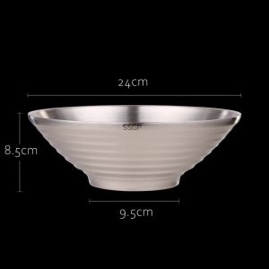 LFGB Certificate 304 Stainless Steel Ramen Bowl Luxury Heat Insulating 24cm Pan Korean Japanese Noodle Cutlery Dinner Ware2026