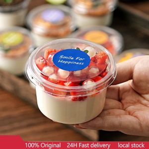 50PcsDessert Cup With Lid Ice Cream Disposable Cup Transparent Plastic Dessert Pudding Mousse PAZU
