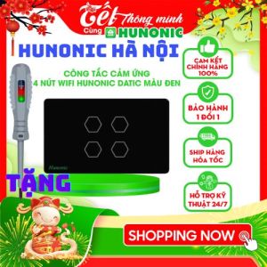 Công Tắc Cảm Ứng Wifi Thông Minh Hunonic Datic 4 Nút Điều Khiển Từ Xa Qua Điện Thoại Hẹn Giờ