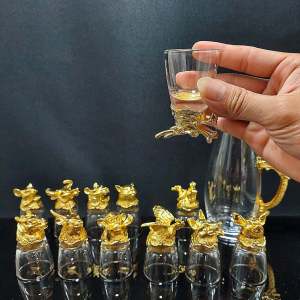Bộ Ly Rượu 12 Con Giáp mạ vàng 18k – Bộ Ly Uống Rượu 12 con giáp
