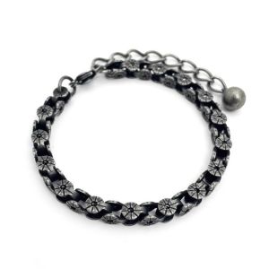 MODERNLUX Stainless Steel Chain Bracelets Grey/Silver Retro Links Wristband Trendy Round Chain Punk Bracelets for Men